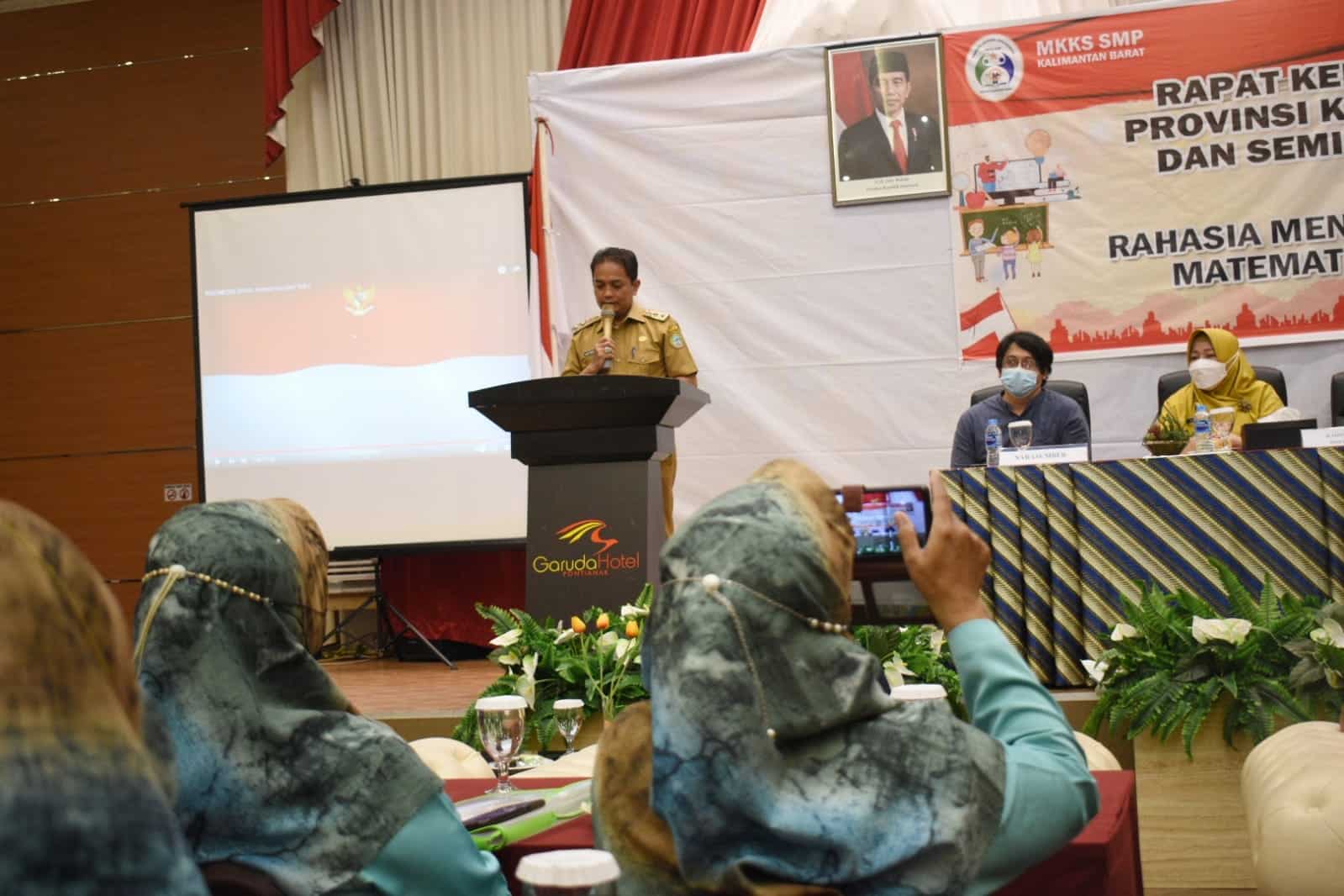Wakil Wali Kota Pontianak, Bahasan memberikan sambutan pada Raker II MKKS SMP se-Kalbar. (Prokopim For KalbarOnline.com)