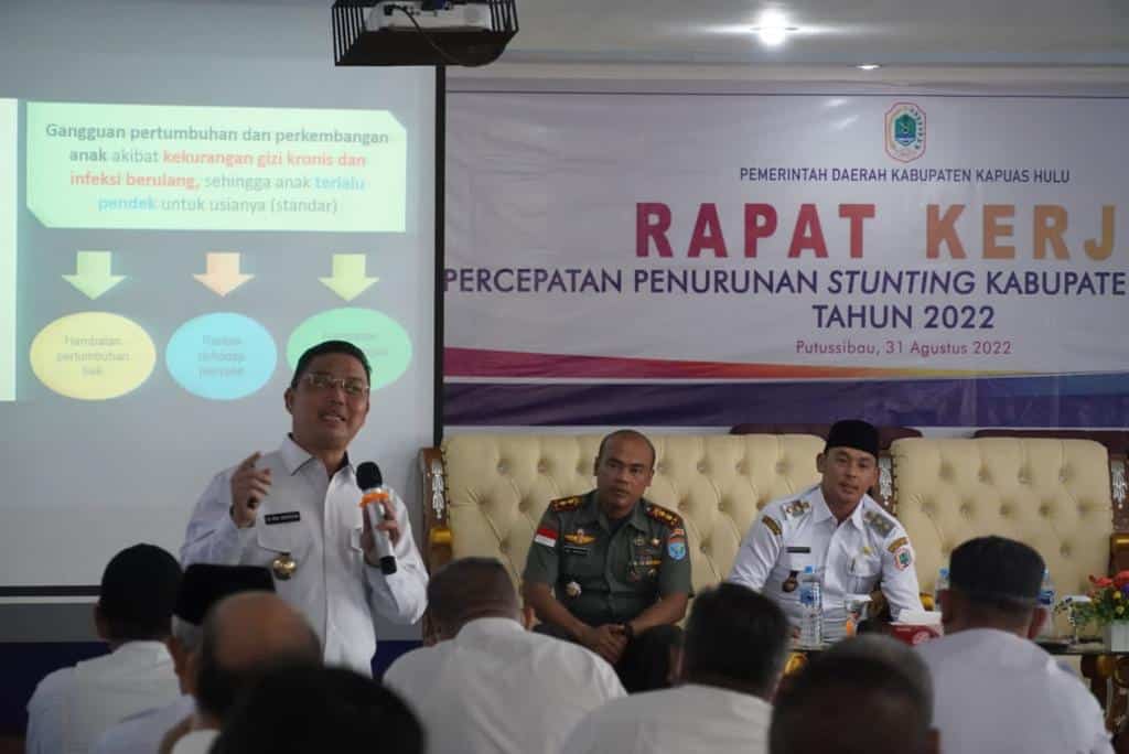 Wakil Gubernur Kalbar, Ria Norsan menghadiri rapat percepatan penurunan stunting, di Aula Bappeda Kabupaten Kapuas Hulu, Rabu (31/08/2022). (Istimewa)