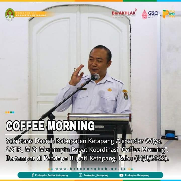 Sekda Ketapang, Alexander Wilyo memimpin kegiatan coffee morning yang diselenggrakan di Pendopo Bupati Ketapang, Rabu (31/08/2022). (Foto: Istimewa)