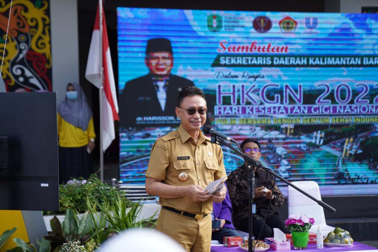 Wali Kota Pontianak, Edi Rusdi Kamtono memberikan sambutan pada peringatan Hari Kesehatan Gigi dan Mulut Nasional. (Foto: Prokopim For KalbarOnline.com)