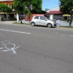 Lokasi kecelakaan maut di depan Dinas Perkim-LH, Jalan S Parman, Kelurahan Sukaharja, Kecamatan Delta Pawan, Ketapang, pada Sabtu (10/09/2022). (Foto: Adi LC/KalbarOnline.com)