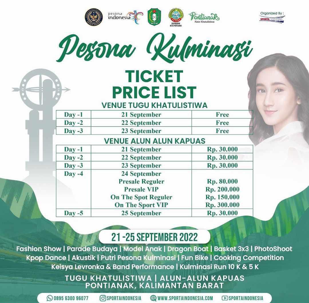 Daftar harga tiket Pesona Kulminasi. (Foto: Jau/KalbarOnline.com)