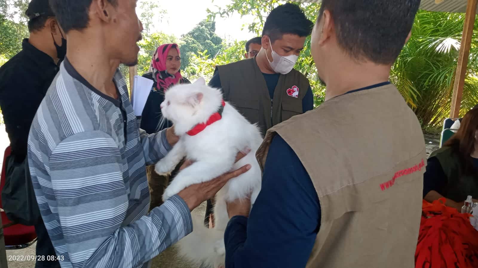 Vaksinasi rabies gratis digelar di halaman kantor Distankan Melawi, Rabu (28/09/2022). (Foto: Bahrum Sirait)
