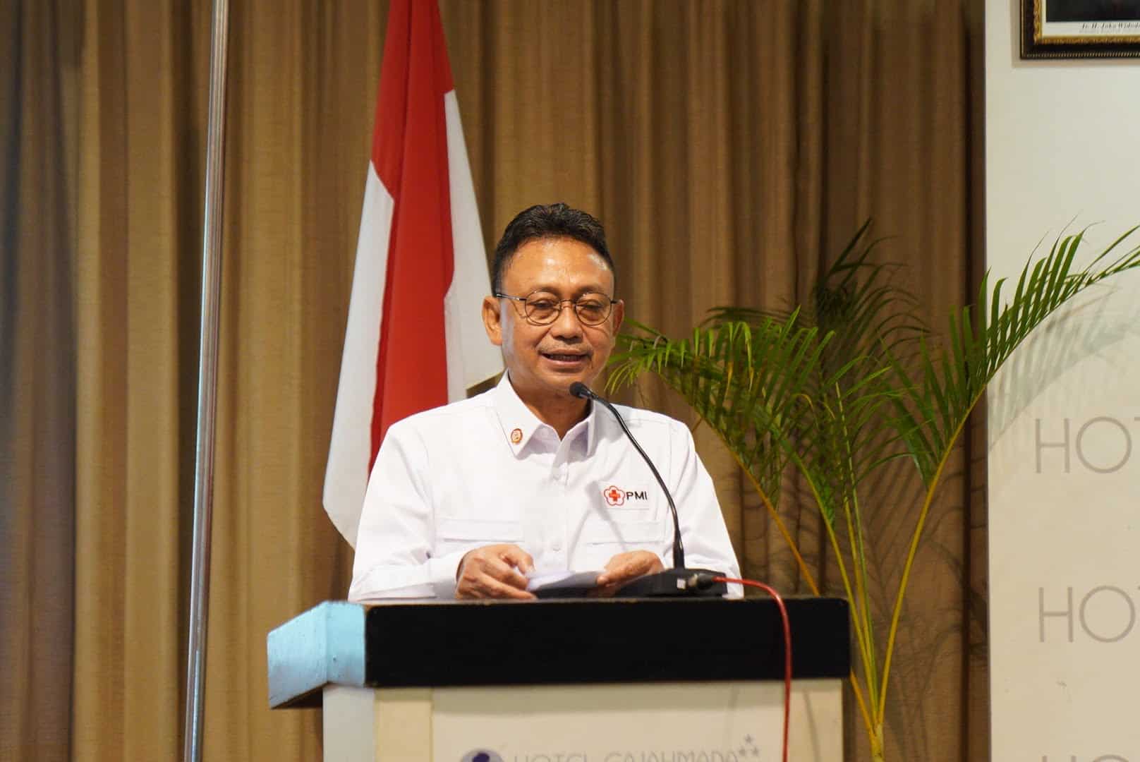 Edi Rusdi Kamtono memberikan sambutan usai dilantik selaku Ketua PMI Kota Pontianak masa bakti 2022-2027. (Foto: Prokopim For KalbarOnline.com)