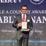 Direktur Utama PLN, Darmawan Prasodjo saat menerima penghargaan The Best Green Loan pada ajang internasional Triple A Country Awards for Sustainable Finance 2022 dari The Asset di Hongkong