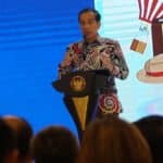 Presiden Jokowi menghadiri sekaligus membuka Rakernas APPSI Tahun 2023 di Ballroom Hotel Novotel, Kota Balikpapan, Kaltim, Kamis (23/02/2023). (Foto: Humas Setkab/Dindha)