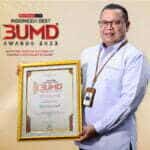 Direktur Utama Bank Kalbar, Rokidi usai menerima penghargaan Indonesia Best BUMD Award 2023. (Foto: Jauhari)