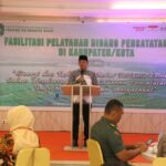 Wakil Bupati Kapuas Hulu, Wahyudi Hidayat memberikan sambutan dalam acara fasilitasi pelayanan bidang pencatatan sipil di kabupaten/kota se-Kalimantan Barat tahun 2023 di Putussibau, Kamis (02/03/2023). (Foto: Ishaq)
