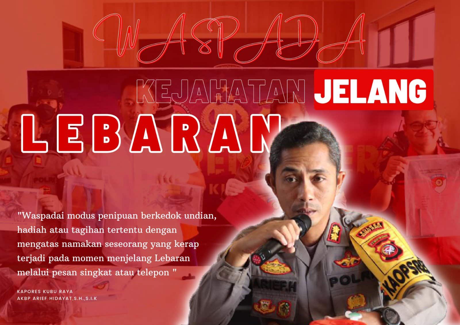 Kapolres Kubu Raya, AKBP Arief Hidayat. (Foto: Humas Polres Kubu Raya)