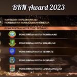 Penghargaan BKN Award 2023 kategori Implementasi Penerapan Manajemen Kinerja yang dianugerahkan kepada Pemkot Pontianak.