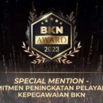 Penghargaan BKN Award 2023 kepada Pemerintah KKU dengan kriteria special mention dalam bidang komitmen peningkatan pelayanan kepegawaian BKN.