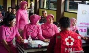 Kegiatan bakti kesehatan donor darah dilaksankan di Basement Mapolres Kapuas Hulu, Kamis (08/06/2023). (Foto: Polres Kapuas Hulu)