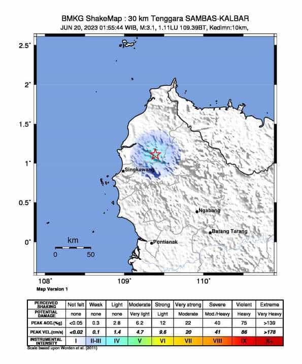 Peta gempa dari BMKG. (Foto: BMKG)