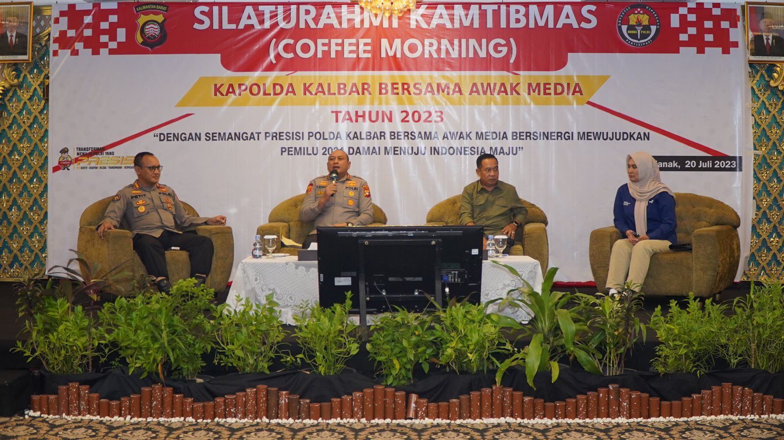 Silaturahmi Kamtibmas bersama awak media di Grand Hotel Mahkota Pontianak, Kamis (20/07/2023). (Foto: Indri)