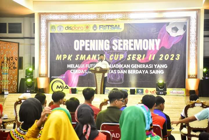 Wakil Bupati Ketapang, Farhan memberikan kata sambutan pada Opening Ceremony MPK Smanta Cup Seri II Tahun 2023. (Foto: Adi LC)