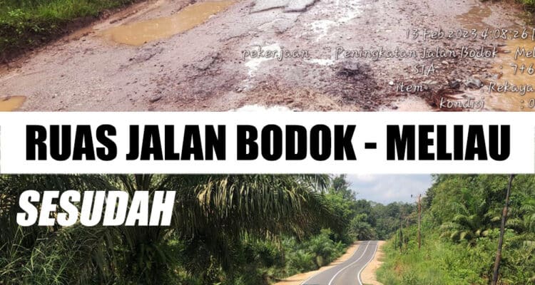 Ruas Jalan Bodok - Meliau di Kabupaten Sanggau. (Foto: KalbarOnline.com)
