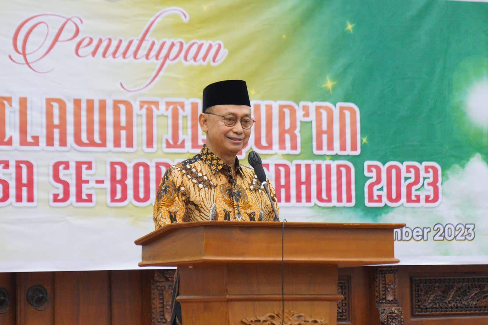 Wali Kota Pontianak, Edi Rusdi Kamtono memberikan sambutan pada penutupan MTQ Antarbangsa se-Borneo. (Foto: Prokopim Pontianak)